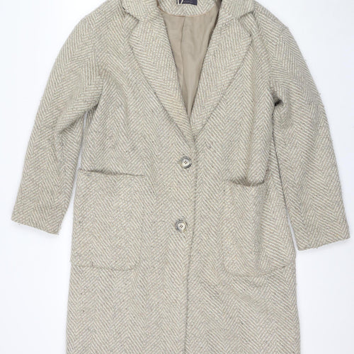 Marks and Spencer Women's Beige Herringbone Overcoat Size 12