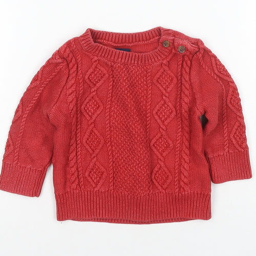 Baby Gap Unisex Red Cable Knit Pullover Jumper 6-9M