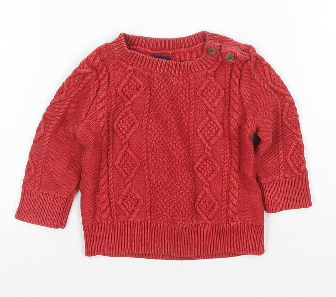 Baby Gap Unisex Red Cable Knit Pullover Jumper 6-9M