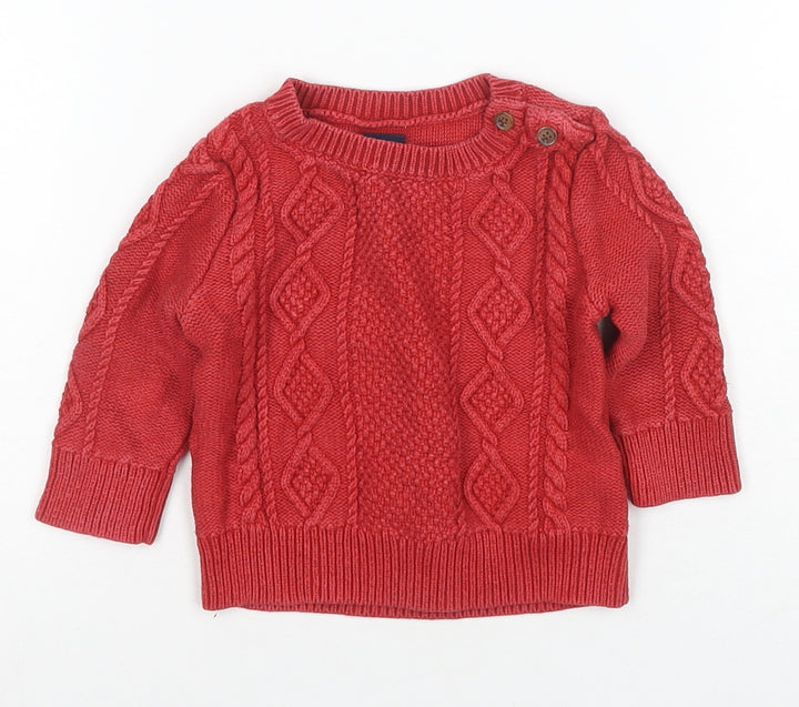 Baby Gap Unisex Red Cable Knit Pullover Jumper 6-9M