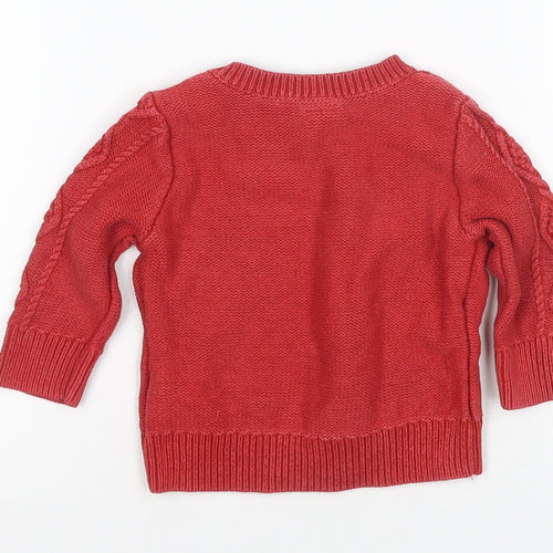 Baby Gap Unisex Red Cable Knit Pullover Jumper 6-9M