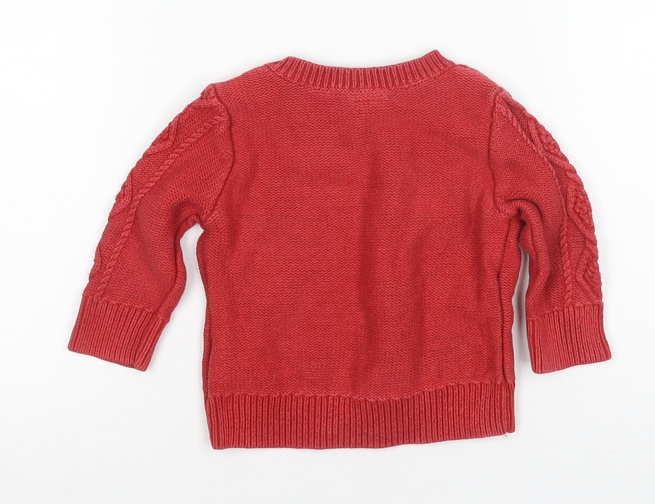 Baby Gap Unisex Red Cable Knit Pullover Jumper 6-9M