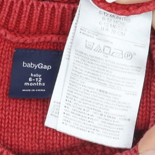 Baby Gap Unisex Red Cable Knit Pullover Jumper 6-9M