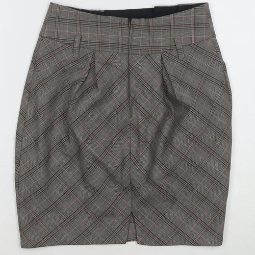 Idex Women's Grey Plaid Pencil Skirt UK 10