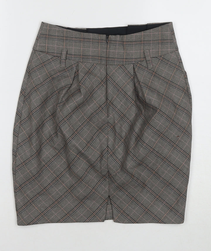 Idex Women's Grey Plaid Pencil Skirt UK 10