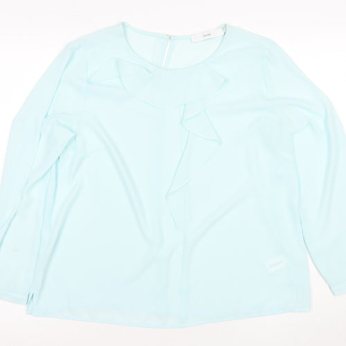 John Lewis Women Blue Ruffle Blouse Size 14