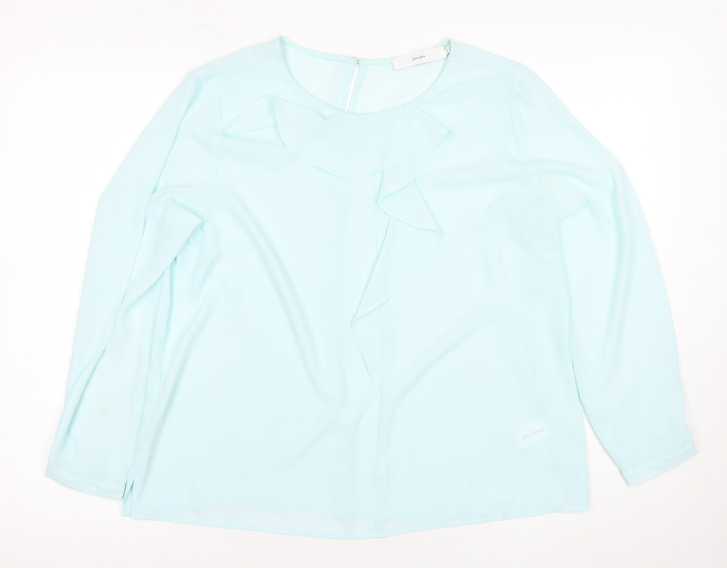 John Lewis Women Blue Ruffle Blouse Size 14