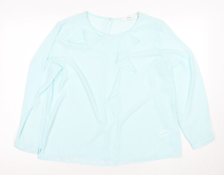 John Lewis Women Blue Ruffle Blouse Size 14