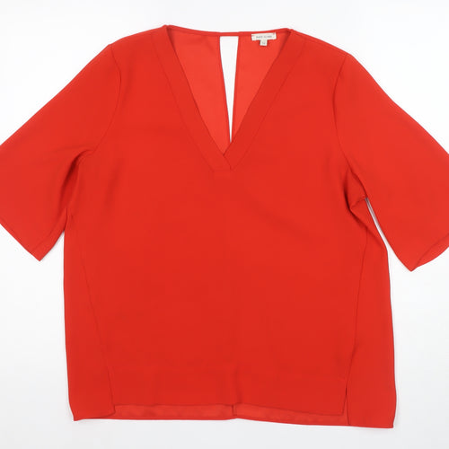 River Island Women's Red Basic V-Neck Blouse Size 12