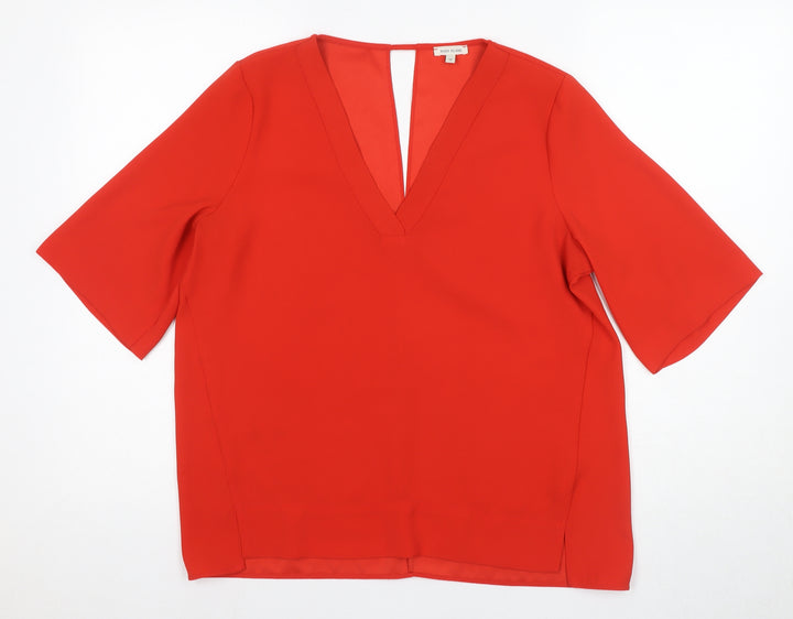 River Island Women's Red Basic V-Neck Blouse Size 12