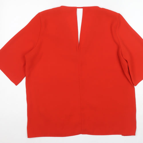 River Island Women's Red Basic V-Neck Blouse Size 12
