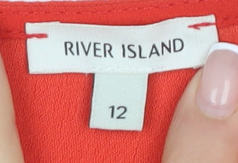 River Island Women's Red Basic V-Neck Blouse Size 12