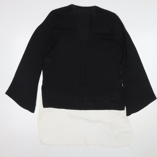 Zara Women's Black V-Neck Blouse, Size S, Elegant Style