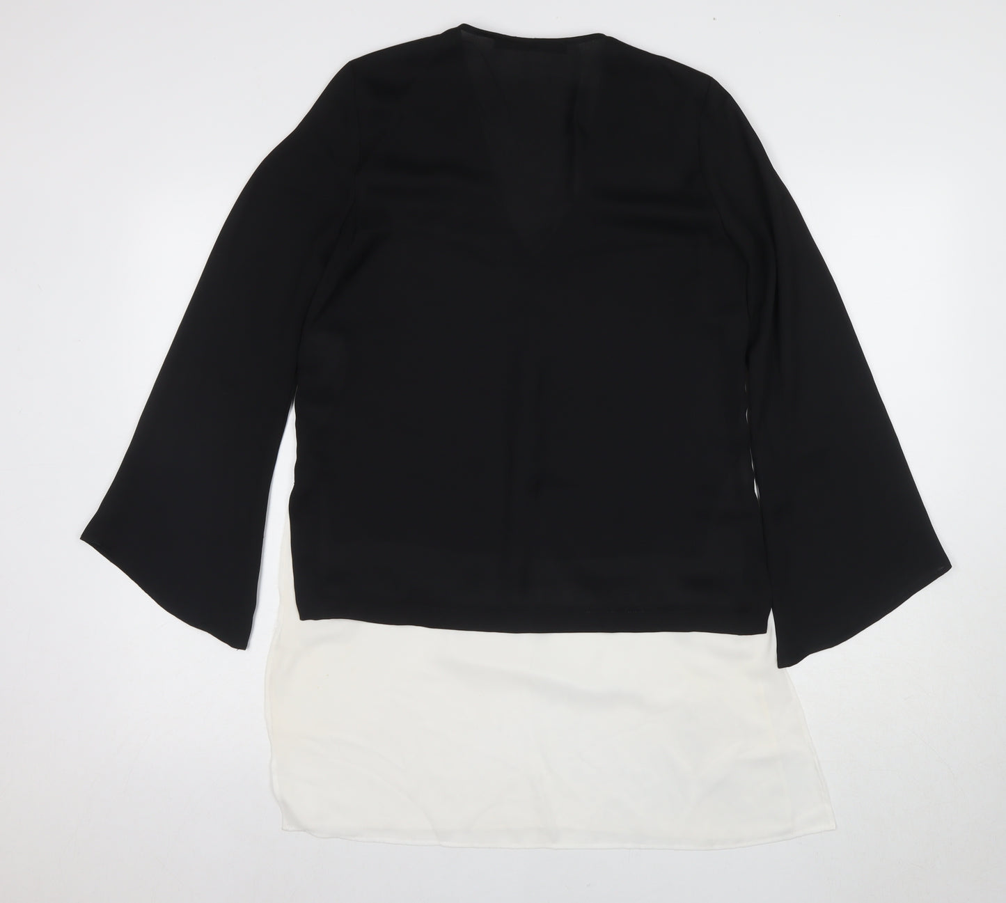Zara Women's Black V-Neck Blouse, Size S, Elegant Style