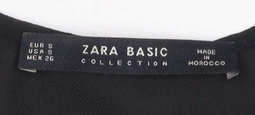 Zara Women's Black V-Neck Blouse, Size S, Elegant Style