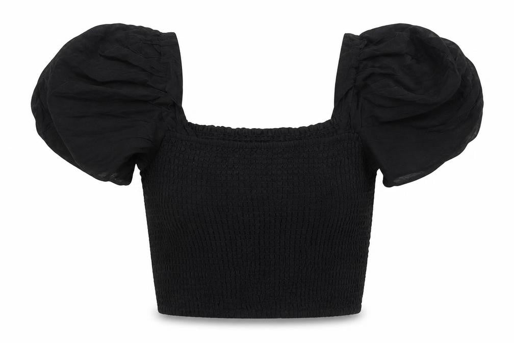 Front view of For Love & Lemons Women's Black Cropped Blouse -, size S