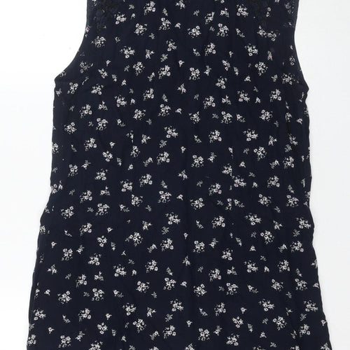 Superdry Women Blue Floral Dress Size L Sleeveless