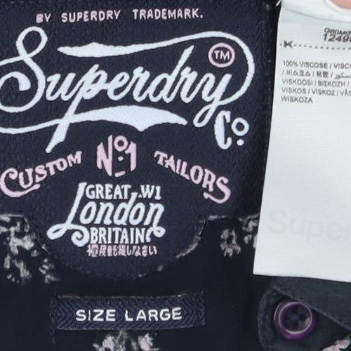 Superdry Women Blue Floral Dress Size L Sleeveless