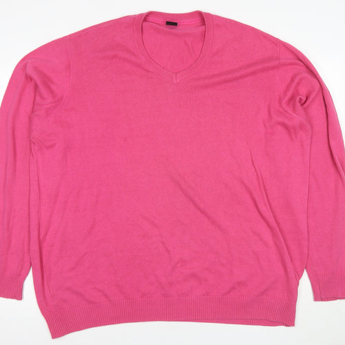 Cotton Traders Women's Pink 2XL V-Neck Pullover Jumper