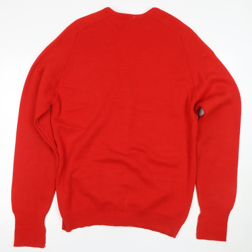 George Richards Red Wool Cardigan XL V-Neck Unisex