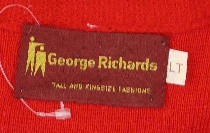 George Richards Red Wool Cardigan XL V-Neck Unisex
