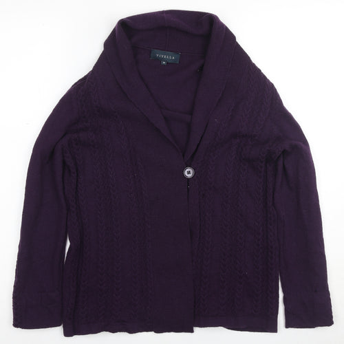 Viyella Women's Purple Cardigan Medium Merino Wool