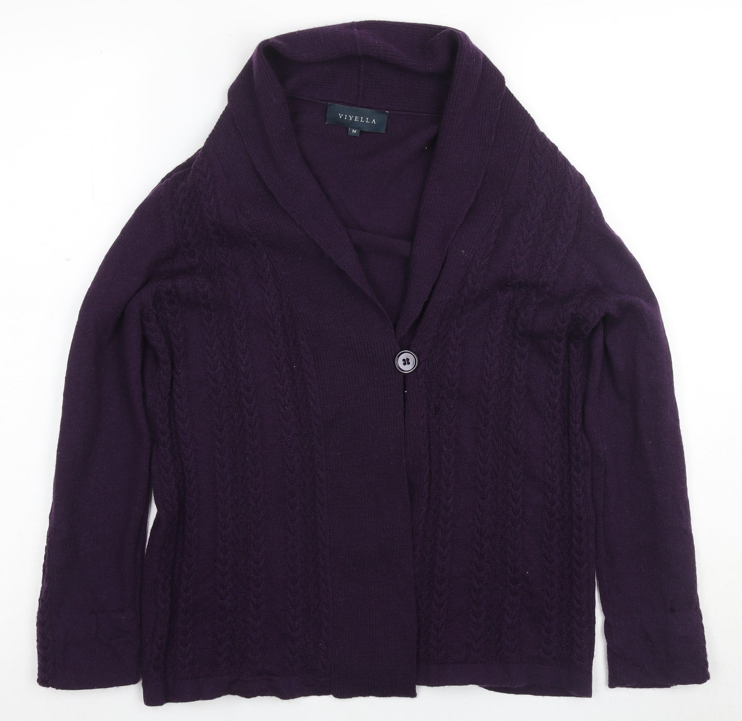 Viyella Women's Purple Cardigan Medium Merino Wool
