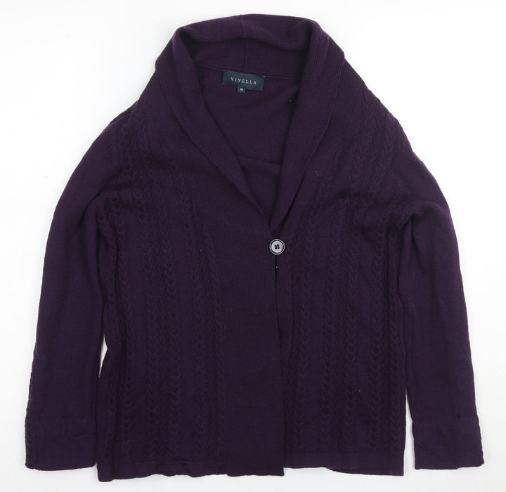 Viyella Women's Purple Cardigan Medium Merino Wool