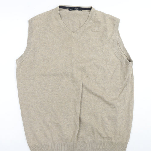 James Pringle Men's Beige Cotton V-Neck Vest M