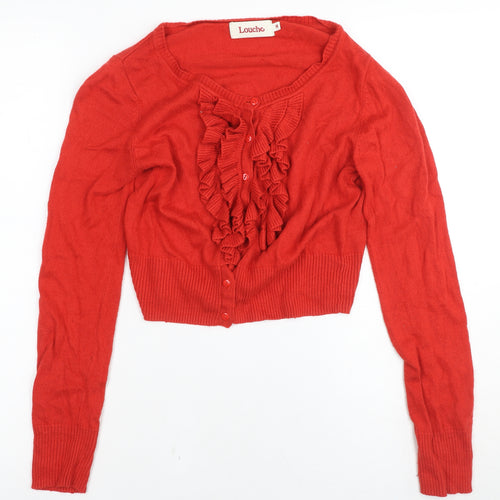 Louche Women's Red Cardigan M, Button-Up Knit Jumper