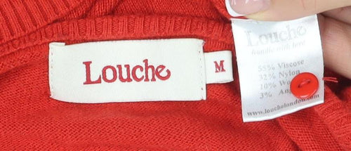 Louche Women's Red Cardigan M, Button-Up Knit Jumper