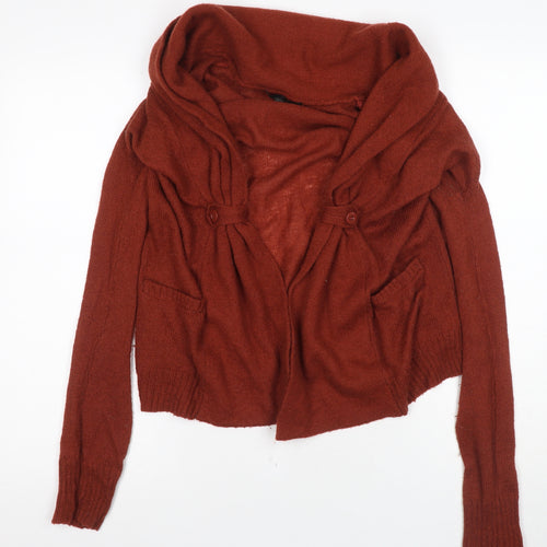 Maggy London Women's Brown Cardigan S Cowl Neck Knit