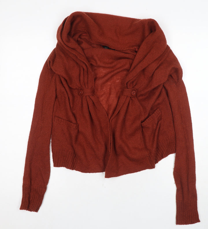 Maggy London Women's Brown Cardigan S Cowl Neck Knit