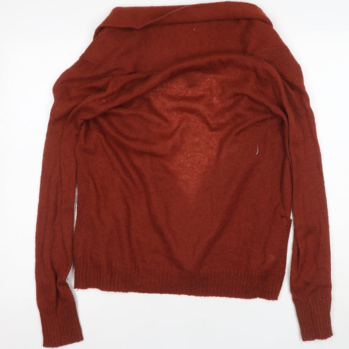 Maggy London Women's Brown Cardigan S Cowl Neck Knit
