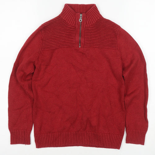Okaidi Boys Red Full Zip Jumper 11-12 Years High Neck