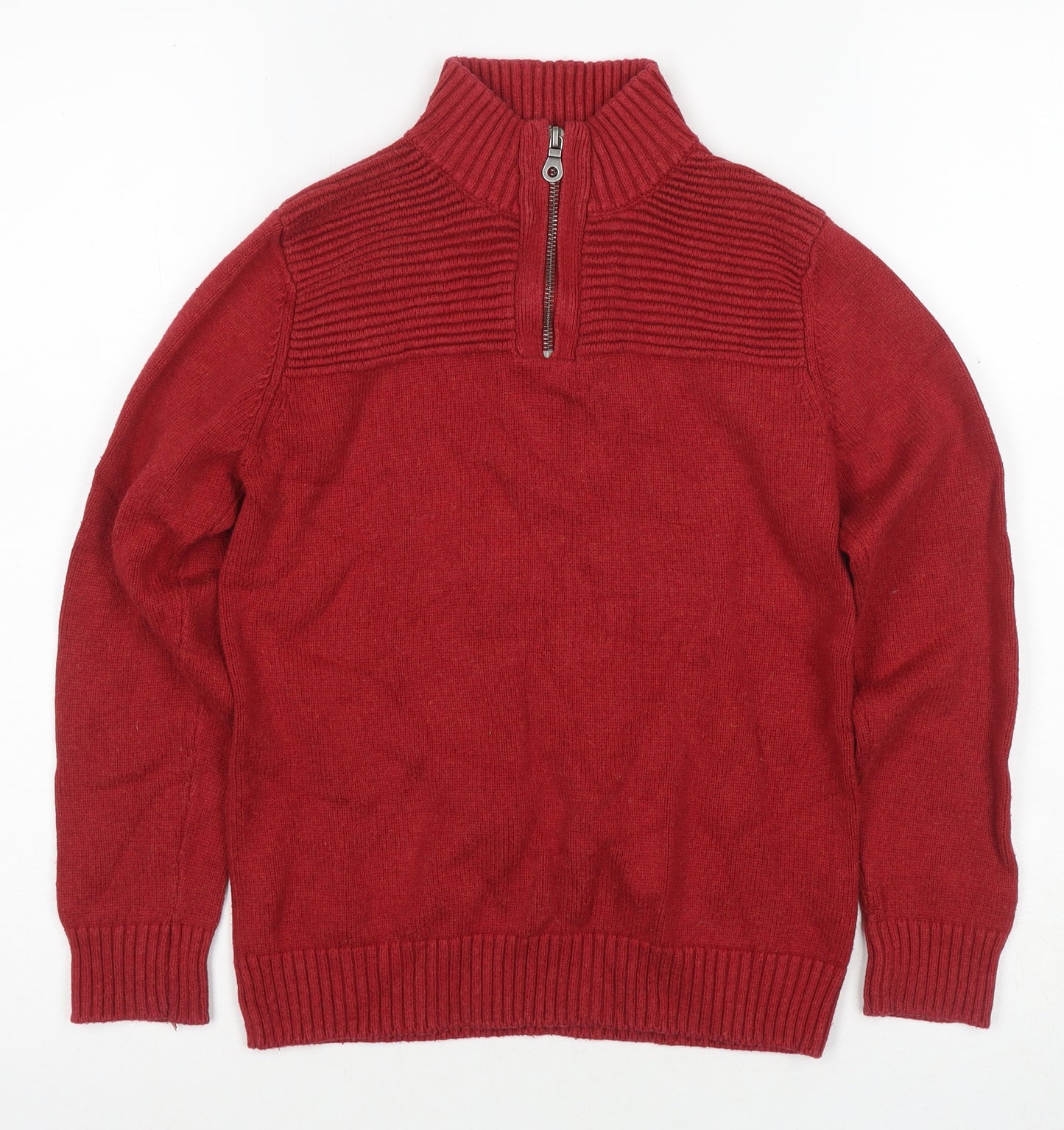 Okaidi Boys Red Full Zip Jumper 11-12 Years High Neck