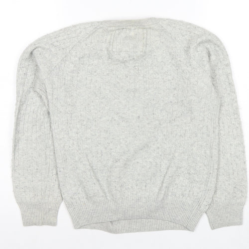 Jack Wills Women's Grey Cable-Knit Jumper Size 12