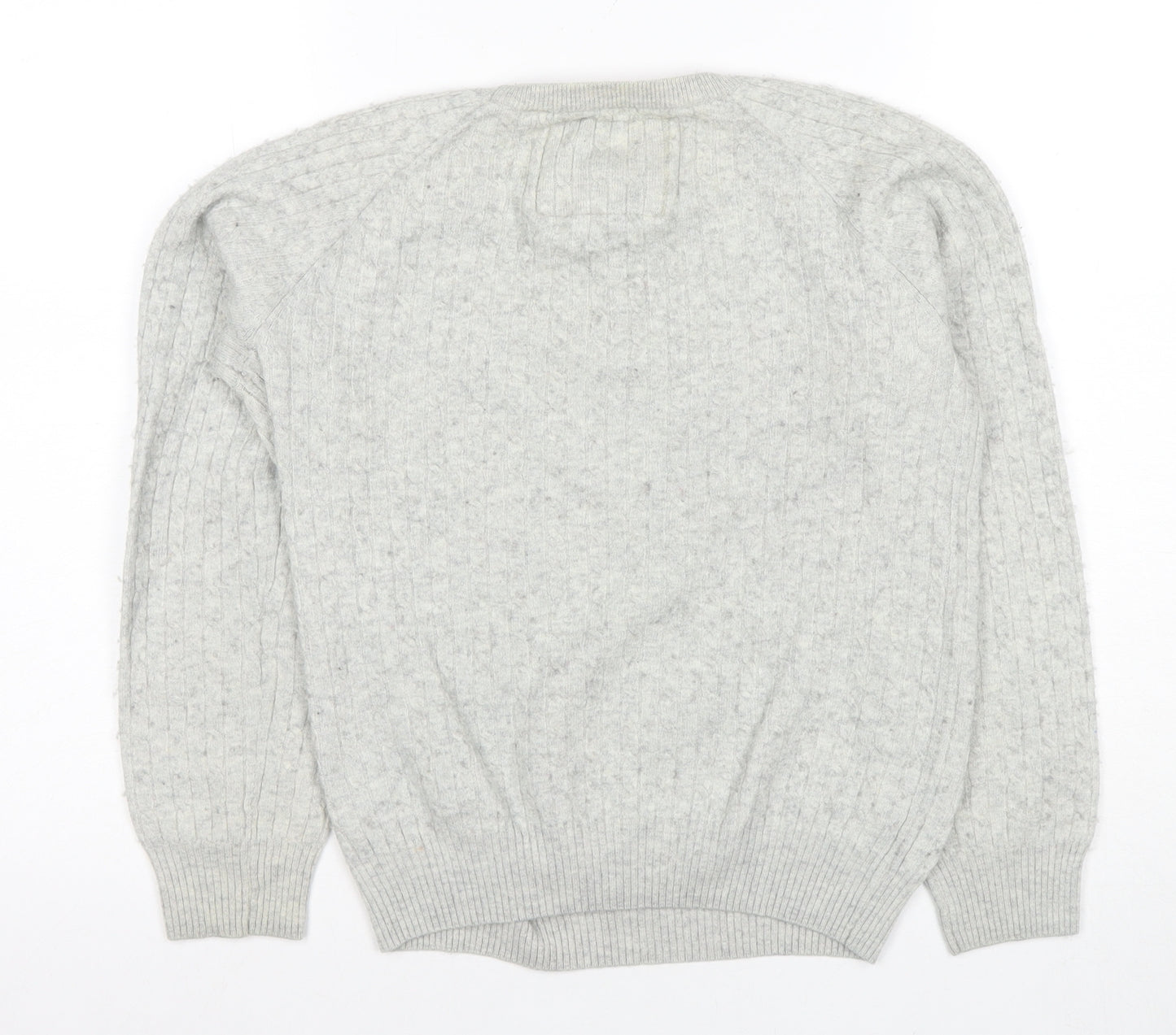 Jack Wills Women's Grey Cable-Knit Jumper Size 12