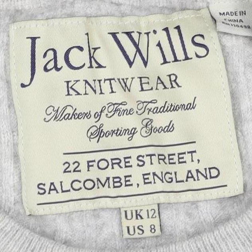 Jack Wills Women's Grey Cable-Knit Jumper Size 12