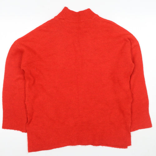 MNG Women's Red Mock Neck Pullover Jumper Size S