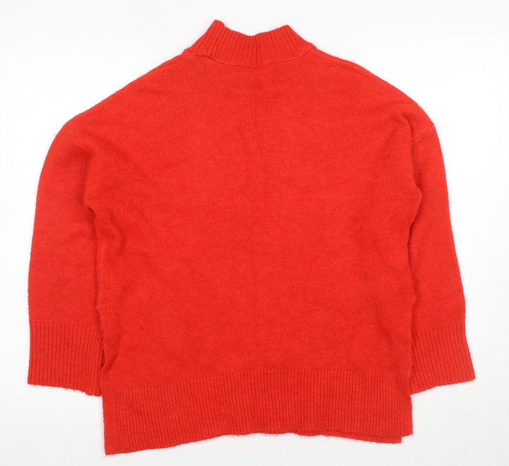 MNG Women's Red Mock Neck Pullover Jumper Size S
