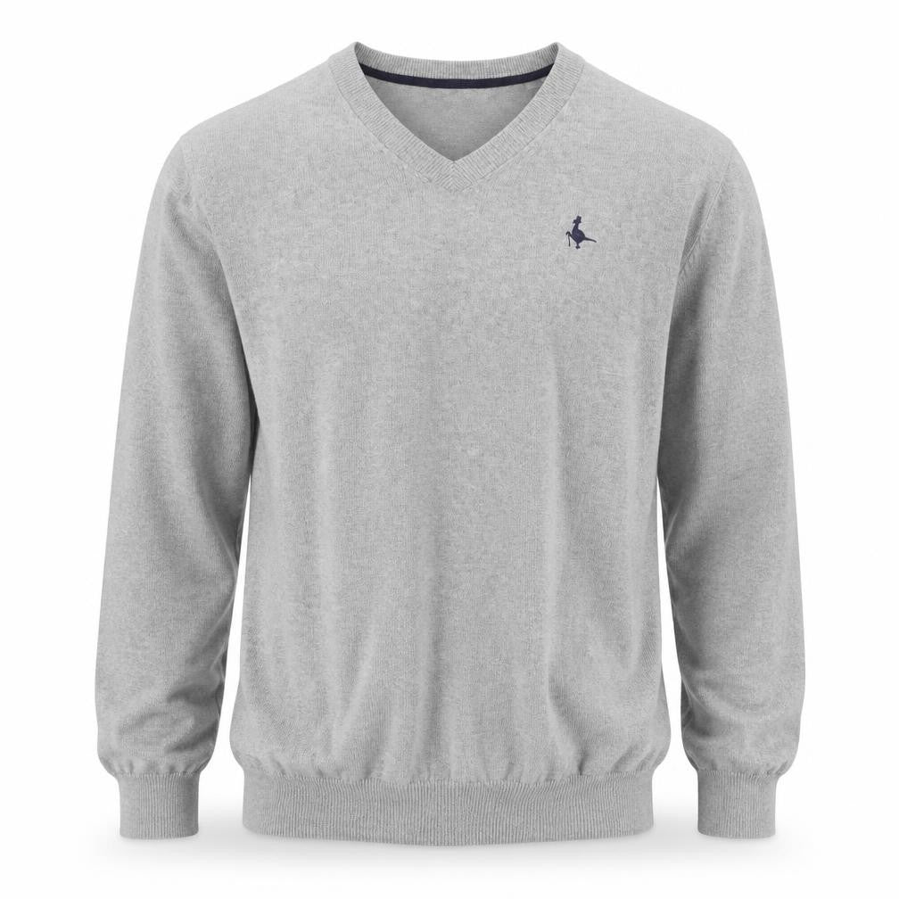 Front view of Jack Wills Men's Grey V-Neck Pullover L