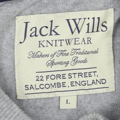 Jack Wills Men's Grey V-Neck Pullover L