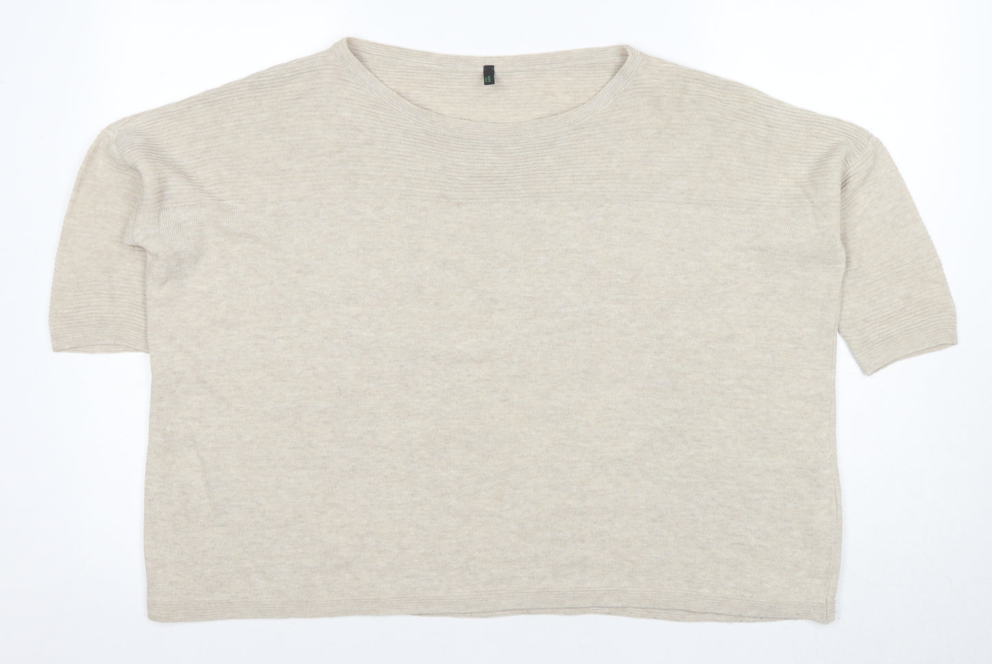 Benetton Women's Beige Pullover Jumper, Size S, Acrylic