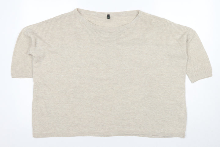 Benetton Women's Beige Pullover Jumper, Size S, Acrylic