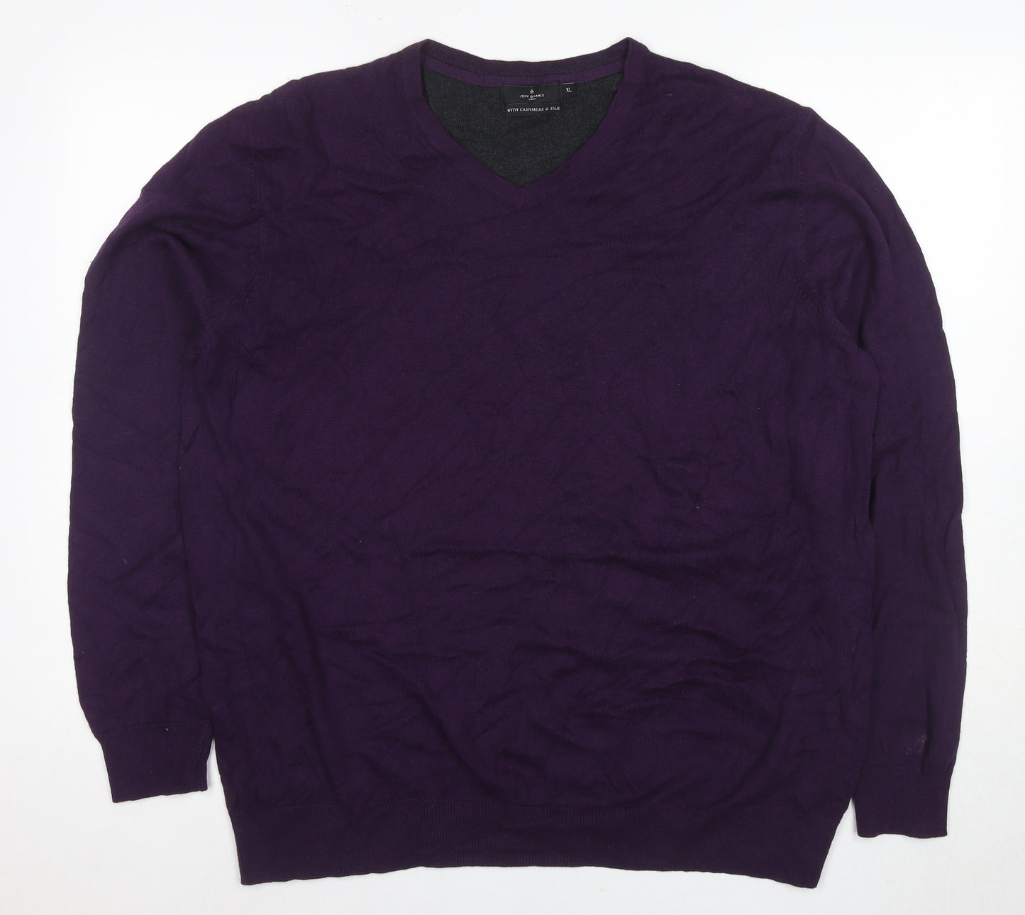 Jeff Banks Men's Purple XL V-Neck Cotton Pullover