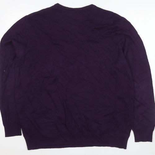Jeff Banks Men's Purple XL V-Neck Cotton Pullover