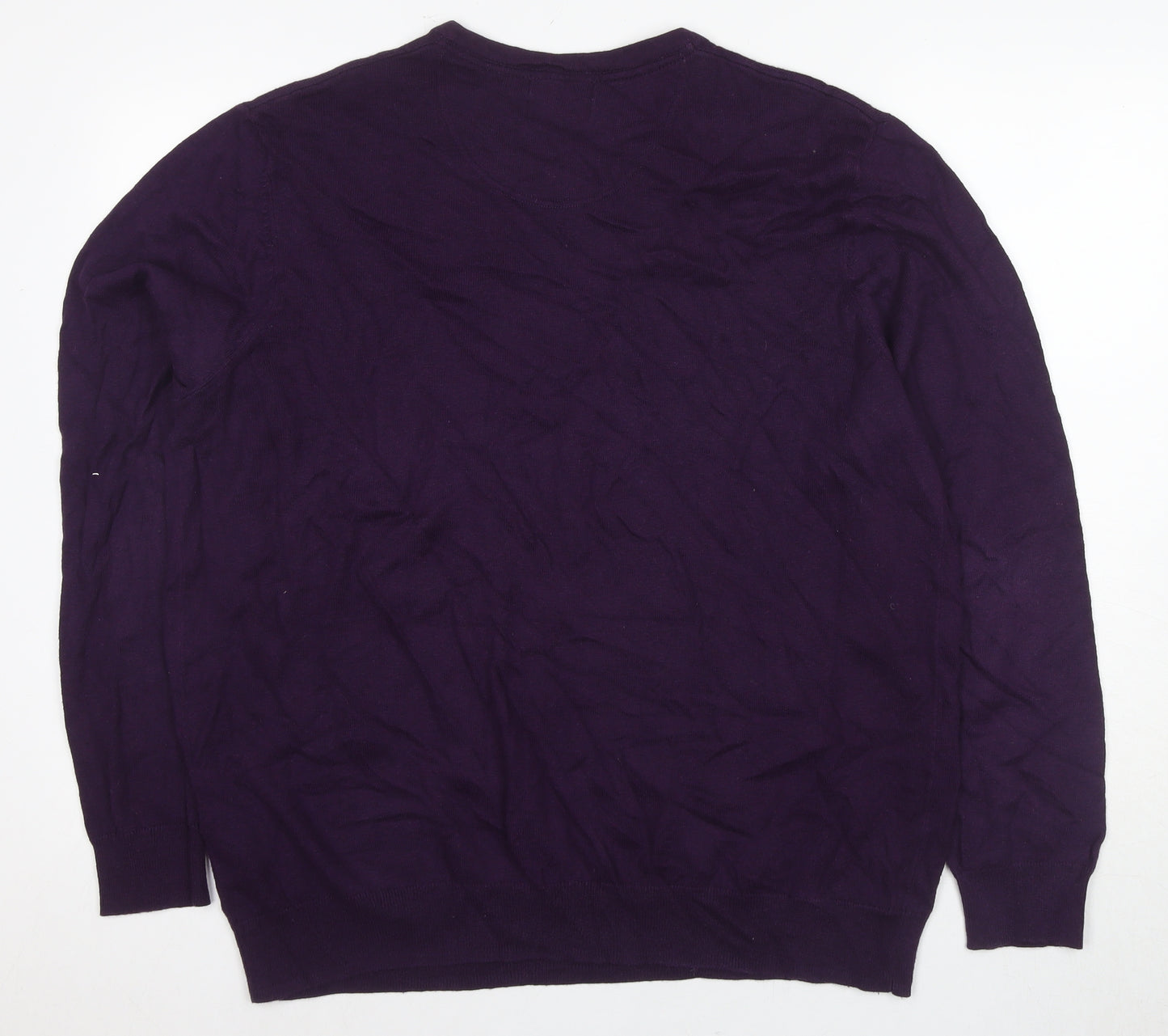 Jeff Banks Men's Purple XL V-Neck Cotton Pullover