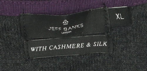 Jeff Banks Men's Purple XL V-Neck Cotton Pullover
