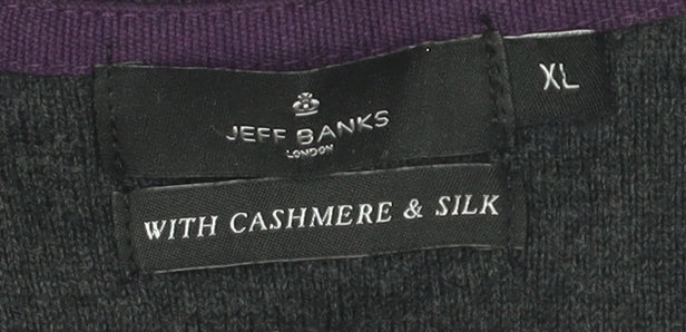 Jeff Banks Men's Purple XL V-Neck Cotton Pullover